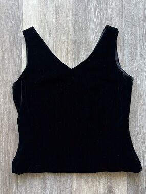 Vintage Ann Taylor Whimsigoth Witchy Black Velvet Silk Blend V Neck Top Size 6P